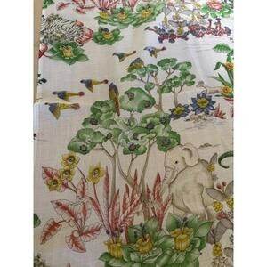 Vtg 50s Sheer Crisp Silk Organza Fabric Maximalist Jungle Design  3 yards x 42"